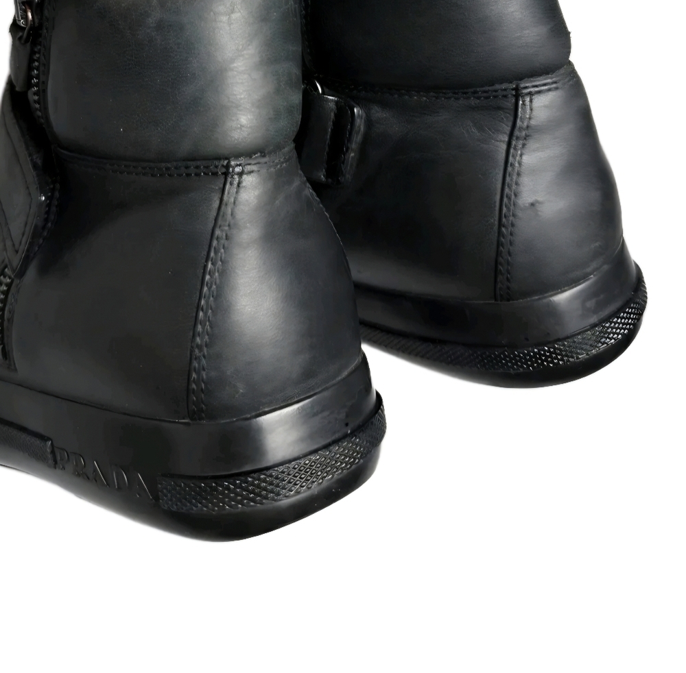 Prada Miu Miu 00s Womens Leather Y2K HiTop Boot Sneakers EU 39.5 US Sz 8.5 (EUC) - Picture 8 of 12